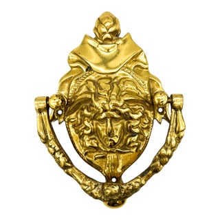 Vintage Cast Brass Medusa Door Knocker – Neoclassical / Grand Tour / Hollywood Regency For Sale