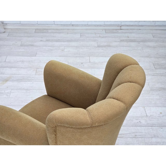 Danish Relax Chair in Light Green Furniture Wool, 1960s For Sale - Image 11 of 16