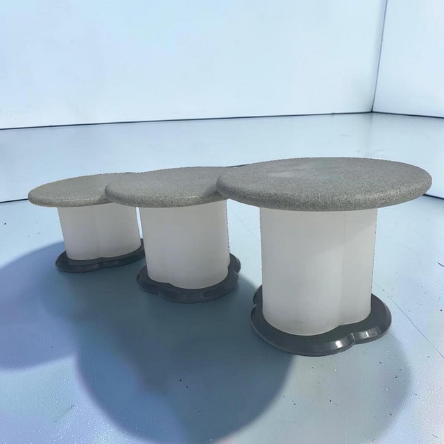 1980s Frosted Lucite and Stone Nesting Tables - Set of 3 For Sale - Image 5 of 11