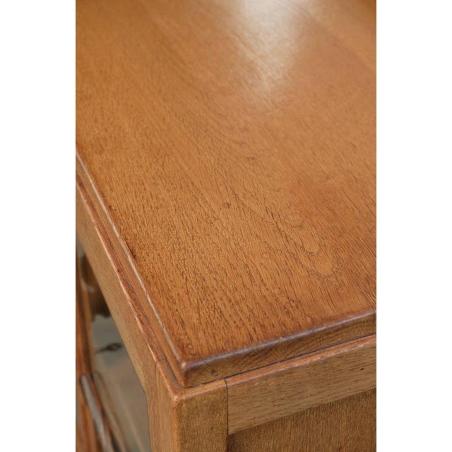 Brown Art Deco Amsterdam School Dutch Oak Cabinet with Glass Doors For Sale - Image 8 of 13
