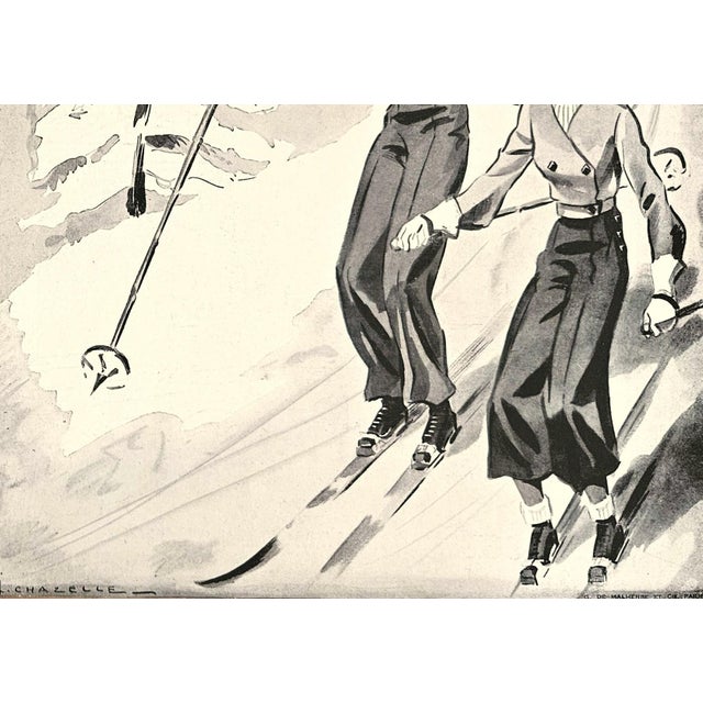 Paper 1934 Set of 2- French Art Deco Ski Prints For Sale - Image 7 of 7