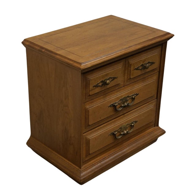 STANLEY FURNITURE Solid Pecan Rustic European 24" Three Drawer Nightstand 66-114 24.25" High 24" Wide 16" Deep We...