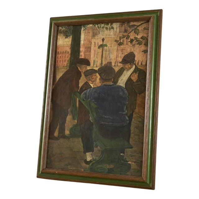 G. Van Rampelberg, Weightful Discussion, Oil on Panel, Belgium, 1920s, Framed For Sale