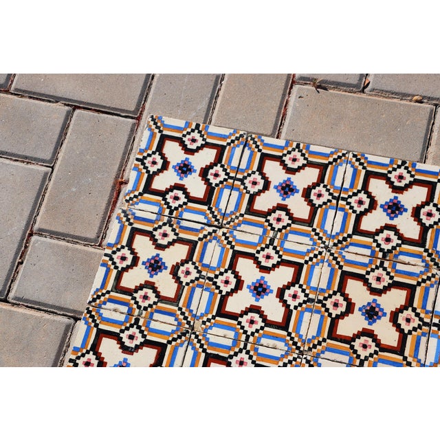 Art Nouveau / Early Art Deco Design Set of 33 Portuguese Geometric Tiles Multicolor c.1900s For Sale - Image 4 of 18