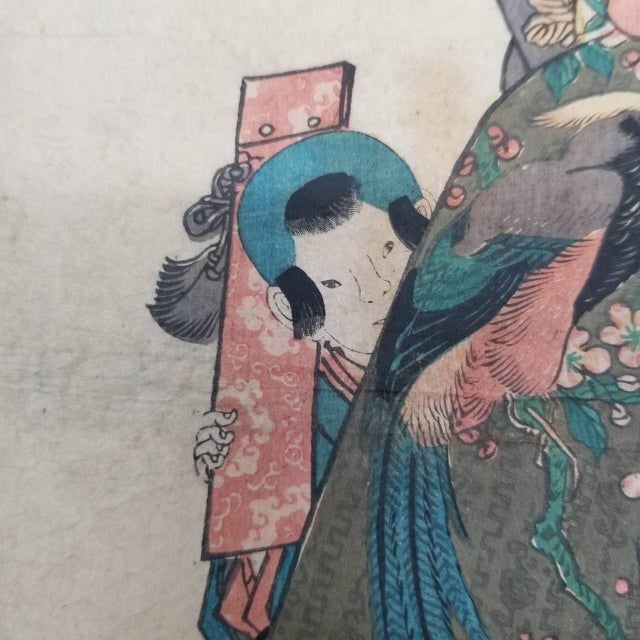 Paper Japanese Ukiyo-E Inspired Woodblock Print Replica, Bijin-Ga Style For Sale - Image 7 of 12