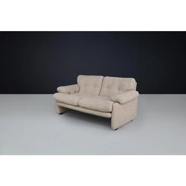 Mid-century modern two-seat "coronado" sofa by tobia scarpa for b&b italia in teddy upholstery, italy, 1960s an iconic...