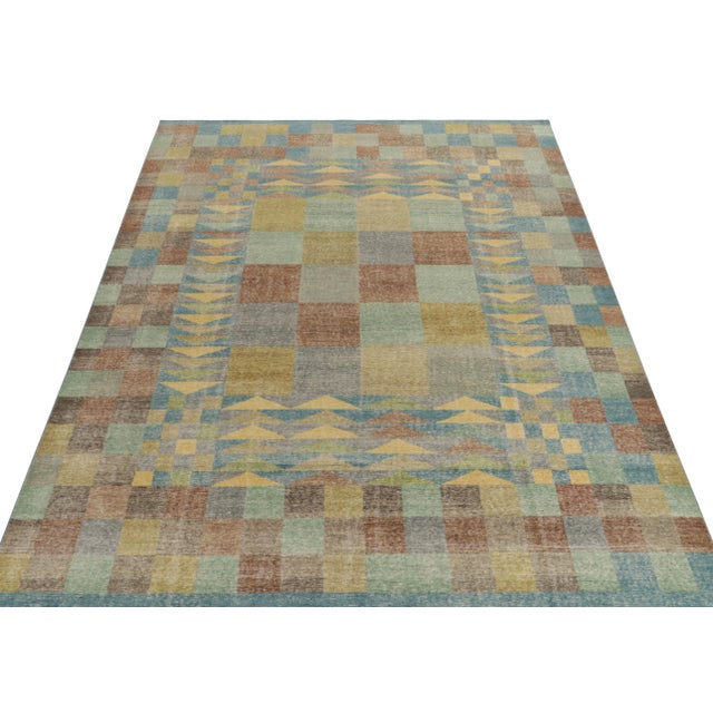 Mid-Century Modern Rug & Kilim’s Mosaic Checkered Rug, 6x9 For Sale - Image 3 of 7