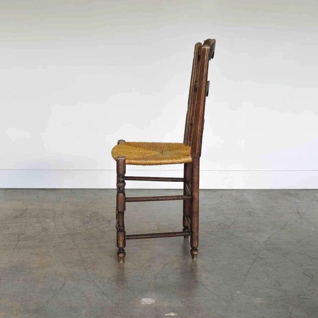 1940s French Wood and Woven Chair For Sale - Image 4 of 12