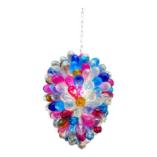 1990s Hand-Blown Multicolor Glass Pendant Light For Sale