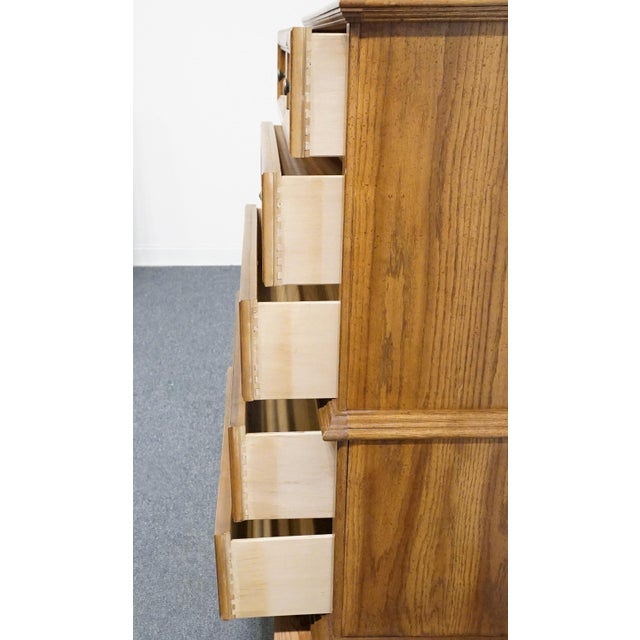 Bassett Furniture Solid Oak Traditional American Colonial Revival 40" Chest on Chest 2085-251 For Sale In Kansas City - Image 6 of 12