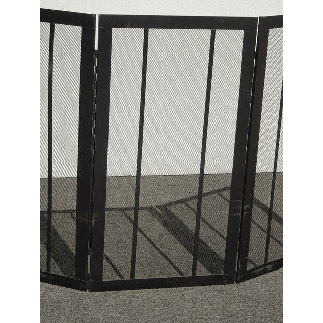 1990s Vintage French Country Black Three Panel Fireplace Screen For Sale - Image 5 of 16