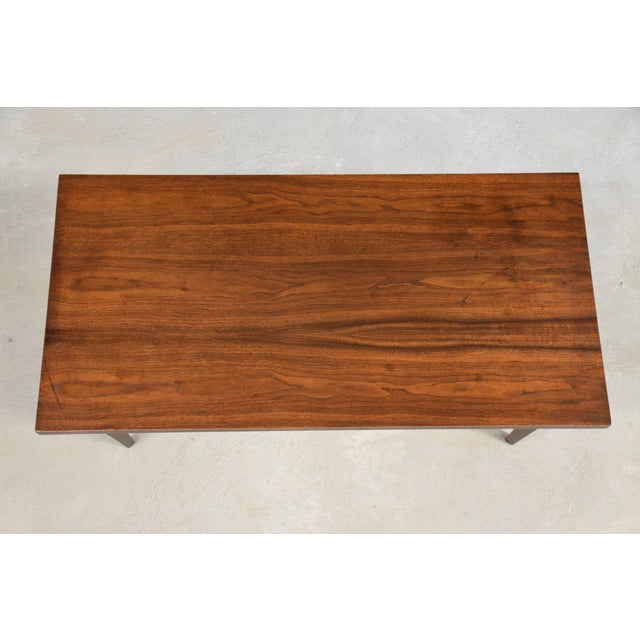 1960s Refinished Walnut 36” Coffee Table For Sale In Boston - Image 6 of 6