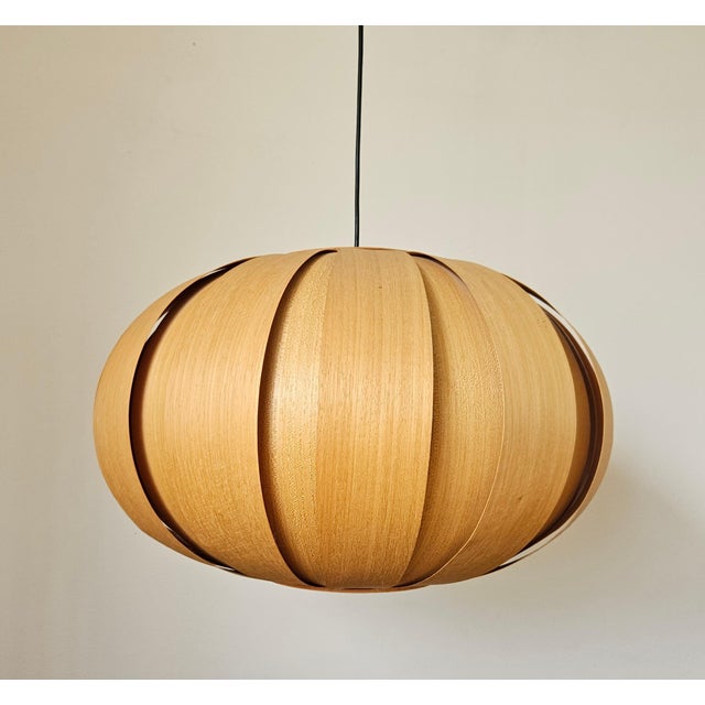 Mid-Century Modern Large Mid-Century Veneer Pendant, Denmark, 1960s For Sale - Image 3 of 14