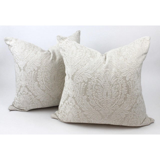 Custom Maxwell Telafina White Linen Damask Throw Pillows A Pair