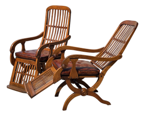 Antique Walnut Reclining Armchairs, 1860, Set of 2