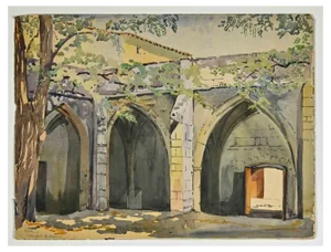 Leon Boulier, Villeneuve Cloister in Avignon, Watercolor, 1941