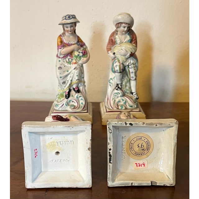 Antique 18th Century James Neale & Co. Staffordshire Pearlware Four Season Figures of Spring, Summer, Autumn & Winter Circa 1780 - a Set of 4 For Sale - Image 10 of 12