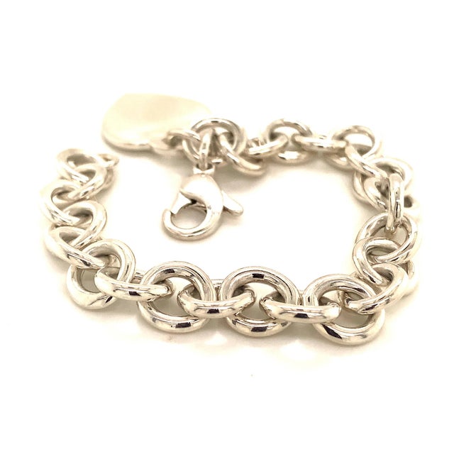 Contemporary 1990s Tiffany & Co Estate Sterling Silver Bracelet 7 Inches 34.2 Grams For Sale - Image 3 of 12
