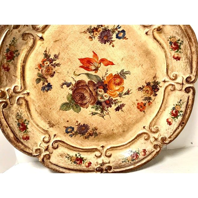 Vintage Italian Wooden Botanical Florentine Round Tray Chairish