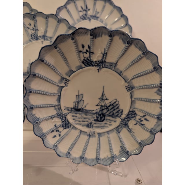 Antique Weimar Germany Porcelain Blue & White Copenhagen Pattern Plates - Set of 5 For Sale - Image 4 of 11