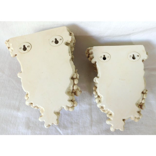 Pair Ornate Ivory Bird Berries Foliage Curtain Draperies Rod Pole Holders For Sale - Image 9 of 10