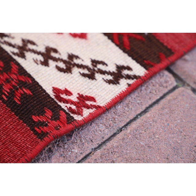 1970s Traditional Stripe Design Handmade Turkish Kilim Runner Rug For Sale - Image 4 of 9