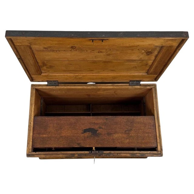 Antique Victorian Pine Fitted Chest Coffer For Sale - Image 5 of 12