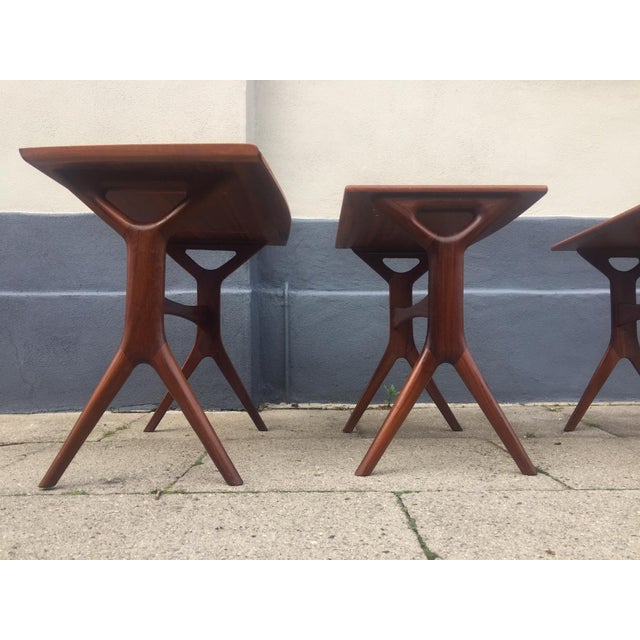 1960s Danish Teak Nesting Tables by Johannes Andersen for CFC, 1960s, Set of 3 For Sale - Image 5 of 8