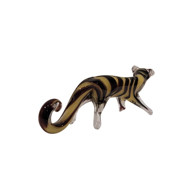 "Tiger" Figurine, Murano Glass, 20th Century – Murano, Italy Tiger crafted from Murano glass using traditional hot...