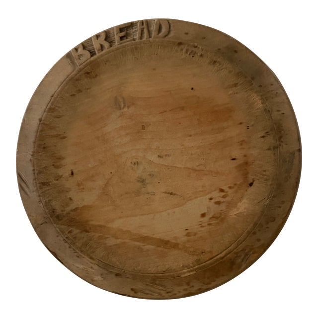 Round English Bread Board W/Carving and Design For Sale