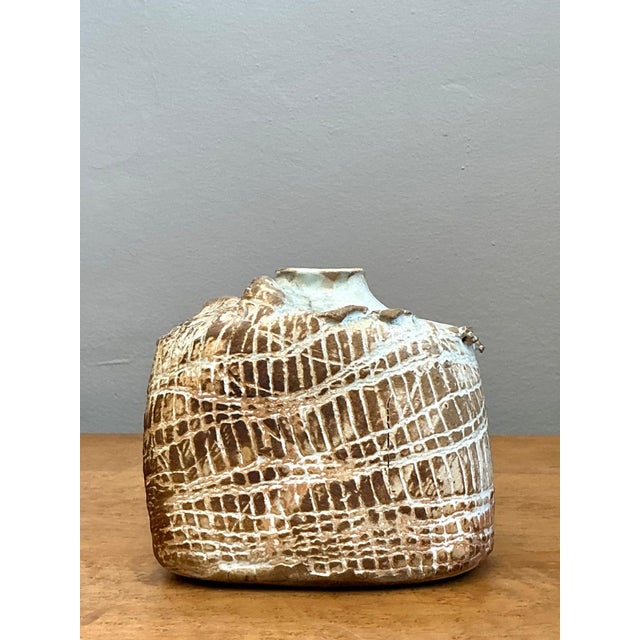 Vintage Textured Studio Pottery Vase For Sale - Image 17 of 18