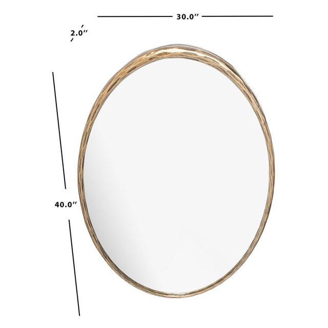 Safavieh Jebediah Oval Metal Mirror - Brass For Sale - Image 4 of 5