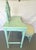 Vintage Vanity With Coordinating Stool Painted in an Ethereal Blue With New Upholstery For Sale - Image 4 of 18