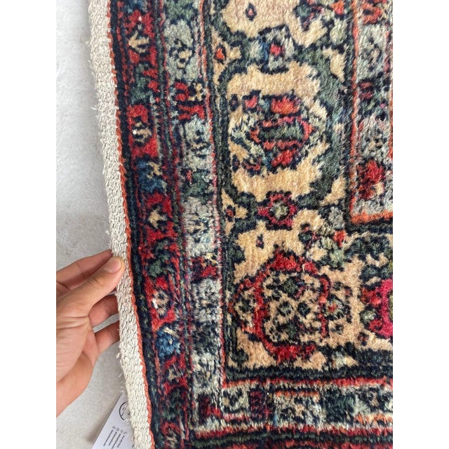 Cotton-Candy Hydrangea with Protective Evil Eye Antique Bibikkibad Rug 8.7 x 11.9 For Sale - Image 4 of 14