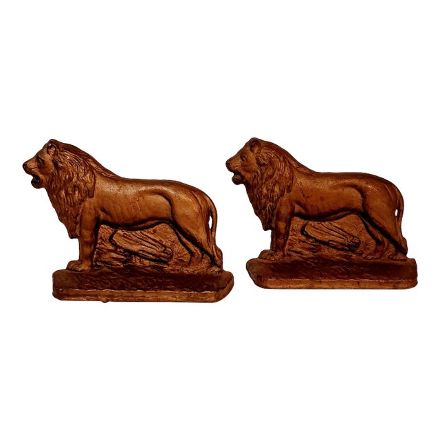 Ac Williams Cast Iron Lion Bookends For Sale