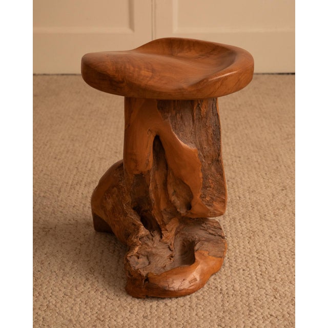 Brutalist stool - France 1950 Sculpted seat for comfortable seating with a beautiful patina. Root system with a very nice...