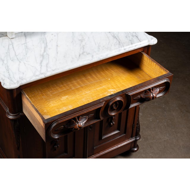 Late 19th Century Eastlake Victorian Walnut Commode Wash Stand With Marble Top For Sale - Image 10 of 11