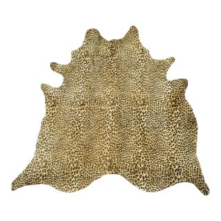 Large 7' X 7' Leopard Print Cowhide Hair on Hide Carpet Area Rug For Sale