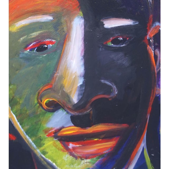 Wonderful fauvist abstract expressionist painting titled "Nice Dark Head" by Northern California artist Judy Gittelsohn...
