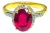 Bochic “Capri” Natural Ruby & Diamonds Vintage Retro Ring Set In 18K Gold&Silver For Sale