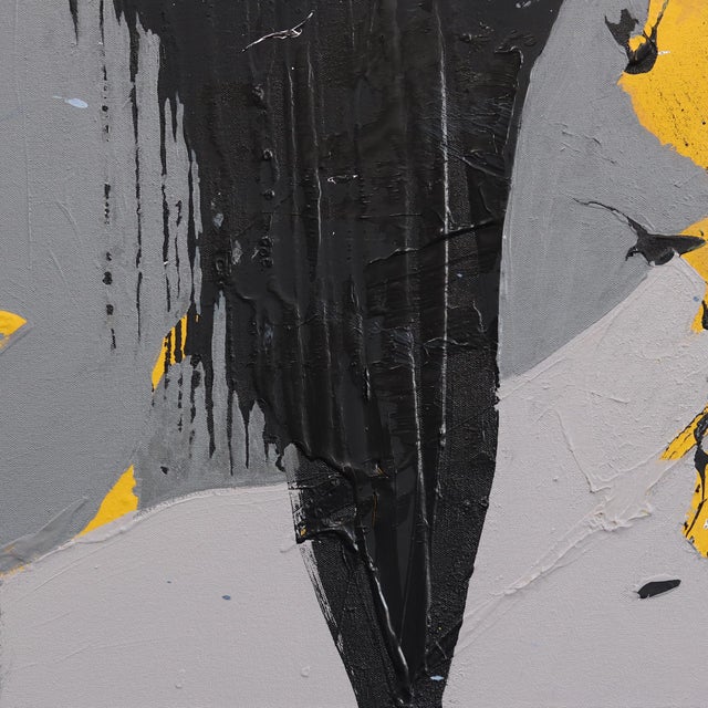 Abundance - Textural Abstract Expressionist Yellow Black Grey Painting Original Artwork by Gail Titus For Sale - Image 4 of 9