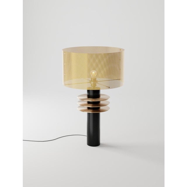Black swan table lamp in brass, aluminum & steel by studio marine breynaert. Dimensions: ø 26 × h 42 cm. Materials: solid...