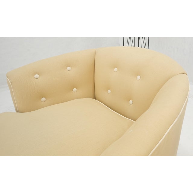 New Linen Upholstery Round Swivel Tub Barrel Back Chairs Baughman - A Pair For Sale - Image 10 of 12