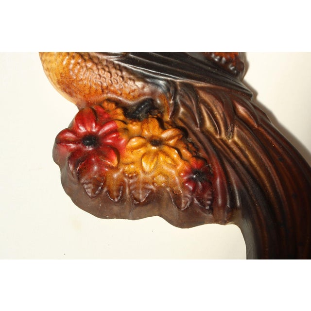 Vintage Hand-Painted Chalkware Bird / Pheasant Wall Sculpture For Sale - Image 14 of 16