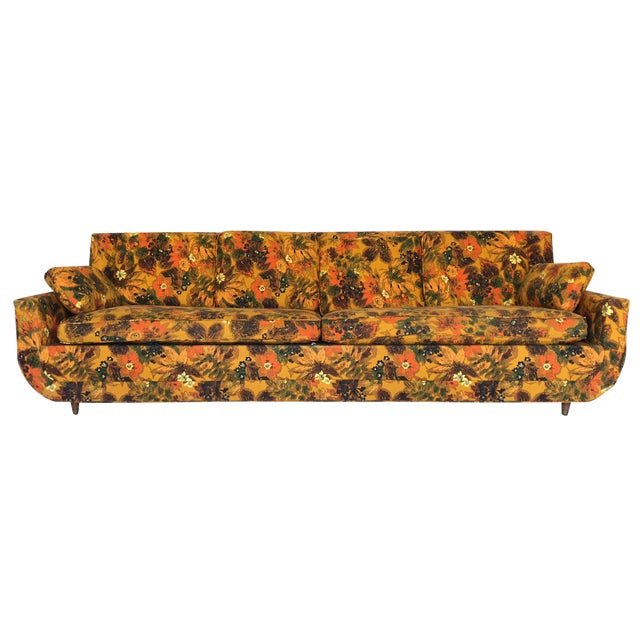 1967 Vintage Bernard Castro Mid Century Modern Floral Sleeper Sofa