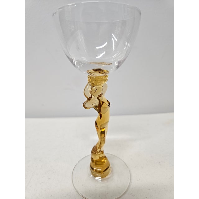 Early 20th Century Cambridge Glass Company Amber Nude Cocktail Glasses -Set of Four For Sale - Image 6 of 11