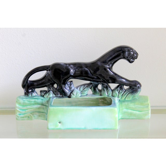 Ceramic Mid-Century Modern Black Panther Ceramic Tv Lamp Base For Sale - Image 7 of 13