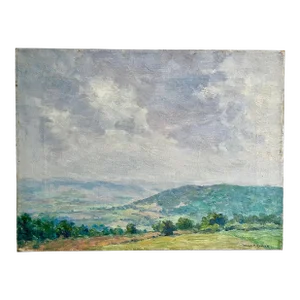 Wells Moses Sawyer (American 1863 - 1960) Oil Painting on Canvas of a Verdant New England Summer Landscape