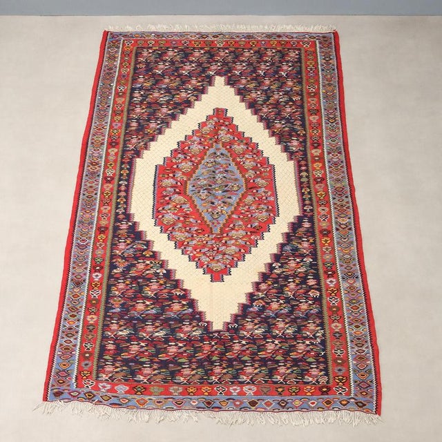 Middle Eastern Senne Kilim Rug For Sale - Image 3 of 9