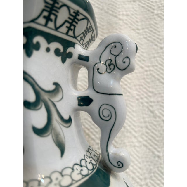 1970’s Green and White Porcelain Chinoiserie Vase From Andrea by Sadek For Sale In New Orleans - Image 6 of 9